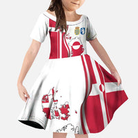 Greenland and Denmark Together Family Matching Off Shoulder Maxi Dress and Hawaiian Shirt National Country Map and Flag Style