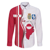 Greenland and Denmark Together Family Matching Off Shoulder Short Dress and Hawaiian Shirt National Country Map and Flag Style