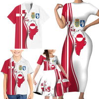 Greenland and Denmark Together Family Matching Short Sleeve Bodycon Dress and Hawaiian Shirt National Country Map and Flag Style