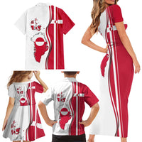 Greenland and Denmark Together Family Matching Short Sleeve Bodycon Dress and Hawaiian Shirt National Country Map and Flag Style