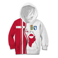 Greenland and Denmark Together Kid Hoodie National Country Map and Flag Style