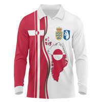 Greenland and Denmark Together Long Sleeve Polo Shirt National Country Map and Flag Style