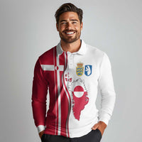 Greenland and Denmark Together Long Sleeve Polo Shirt National Country Map and Flag Style