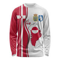 Greenland and Denmark Together Long Sleeve Shirt National Country Map and Flag Style