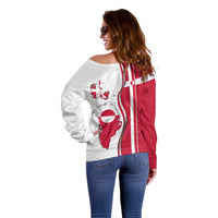 Greenland and Denmark Together Off Shoulder Sweater National Country Map and Flag Style