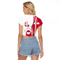 Greenland and Denmark Together Raglan Cropped T Shirt National Country Map and Flag Style