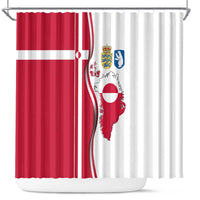Greenland and Denmark Together Shower Curtain National Country Map and Flag Style