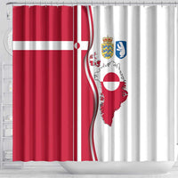 Greenland and Denmark Together Shower Curtain National Country Map and Flag Style