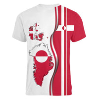 Greenland and Denmark Together Women V-Neck T-Shirt National Country Map and Flag Style