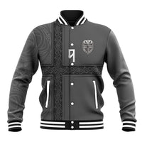 Norwegian Football Custom Baseball Jacket Nordic Celtic Knot Cross Monochrome Scandinavian Design