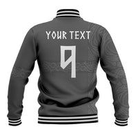Norwegian Football Custom Baseball Jacket Nordic Celtic Knot Cross Monochrome Scandinavian Design