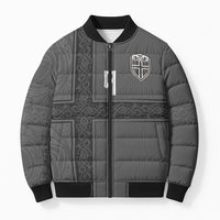 Norwegian Football Custom Bomber Puffer Jacket Nordic Celtic Knot Cross Monochrome Scandinavian Design