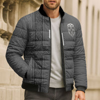 Norwegian Football Custom Bomber Puffer Jacket Nordic Celtic Knot Cross Monochrome Scandinavian Design