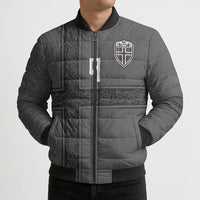 Norwegian Football Custom Bomber Puffer Jacket Nordic Celtic Knot Cross Monochrome Scandinavian Design