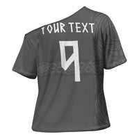 Norwegian Football Custom Cross Shoulder Shirt Nordic Celtic Knot Cross Monochrome Scandinavian Design