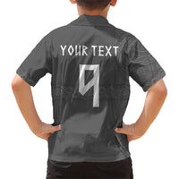 Norwegian Football Custom Kid Hawaiian Shirt Nordic Celtic Knot Cross Monochrome Scandinavian Design
