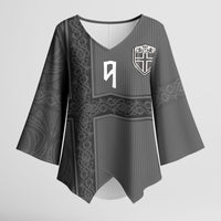 Norwegian Football Custom Kimono Sleeve Blouse Nordic Celtic Knot Cross Monochrome Scandinavian Design