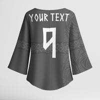 Norwegian Football Custom Kimono Sleeve Blouse Nordic Celtic Knot Cross Monochrome Scandinavian Design