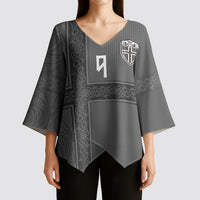 Norwegian Football Custom Kimono Sleeve Blouse Nordic Celtic Knot Cross Monochrome Scandinavian Design