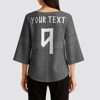 Norwegian Football Custom Kimono Sleeve Blouse Nordic Celtic Knot Cross Monochrome Scandinavian Design