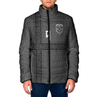 Norwegian Football Custom Padded Jacket Nordic Celtic Knot Cross Monochrome Scandinavian Design