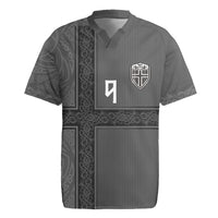 Norwegian Football Custom Rugby Jersey Nordic Celtic Knot Cross Monochrome Scandinavian Design