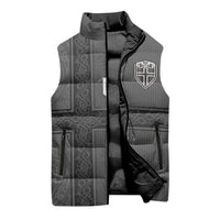Norwegian Football Custom Sleeveless Puffer Jacket Nordic Celtic Knot Cross Monochrome Scandinavian Design