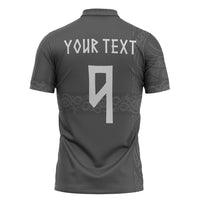 Norwegian Football Custom Zipper Polo Shirt Nordic Celtic Knot Cross Monochrome Scandinavian Design