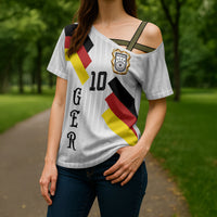 German Football Custom Cross Shoulder Shirt Retro Geometric Flag Stripe Heritage Shield Design