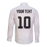 German Football Custom Long Sleeve Button Shirt Retro Geometric Flag Stripe Heritage Shield Design