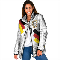 German Football Custom Padded Jacket Retro Geometric Flag Stripe Heritage Shield Design