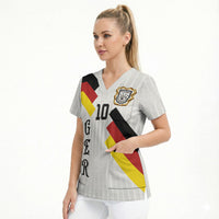 German Football Custom Scrub Top Retro Geometric Flag Stripe Heritage Shield Design