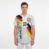 German Football Custom Scrub Top Retro Geometric Flag Stripe Heritage Shield Design