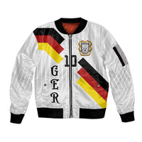 German Football Custom Sleeve Zip Bomber Jacket Retro Geometric Flag Stripe Heritage Shield Design