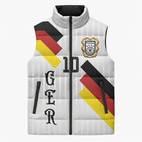 German Football Custom Sleeveless Puffer Jacket Retro Geometric Flag Stripe Heritage Shield Design