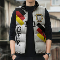German Football Custom Sleeveless Puffer Jacket Retro Geometric Flag Stripe Heritage Shield Design