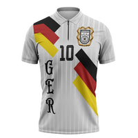German Football Custom Zipper Polo Shirt Retro Geometric Flag Stripe Heritage Shield Design