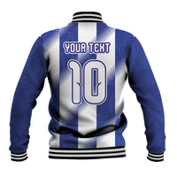 Argentinian Football Custom Baseball Jacket Fileteado Art Style Albiceleste Vertical Stripe