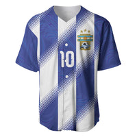 Argentinian Football Custom Baseball Jersey Fileteado Art Style Albiceleste Vertical Stripe