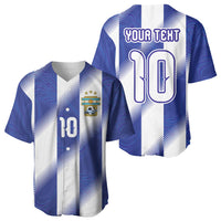Argentinian Football Custom Baseball Jersey Fileteado Art Style Albiceleste Vertical Stripe