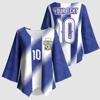 Argentinian Football Custom Kimono Sleeve Blouse Fileteado Art Style Albiceleste Vertical Stripe