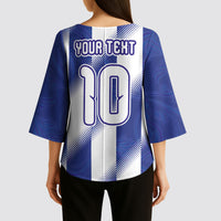 Argentinian Football Custom Kimono Sleeve Blouse Fileteado Art Style Albiceleste Vertical Stripe