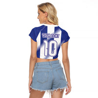 Argentinian Football Custom Raglan Cropped T Shirt Fileteado Art Style Albiceleste Vertical Stripe
