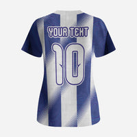 Argentinian Football Custom Scrub Top Fileteado Art Style Albiceleste Vertical Stripe
