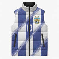 Argentinian Football Custom Sleeveless Puffer Jacket Fileteado Art Style Albiceleste Vertical Stripe