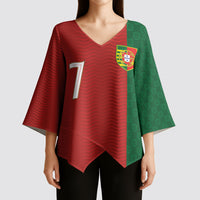 Portuguese Football Custom Kimono Sleeve Blouse Wave Pattern Heritage Crest