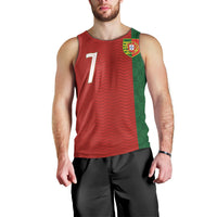 Portuguese Football Custom Men Tank Top Wave Pattern Heritage Crest