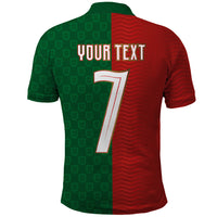 Portuguese Football Custom Polo Shirt Wave Pattern Heritage Crest