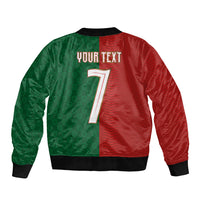 Portuguese Football Custom Sleeve Zip Bomber Jacket Wave Pattern Heritage Crest