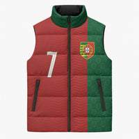 Portuguese Football Custom Sleeveless Puffer Jacket Wave Pattern Heritage Crest